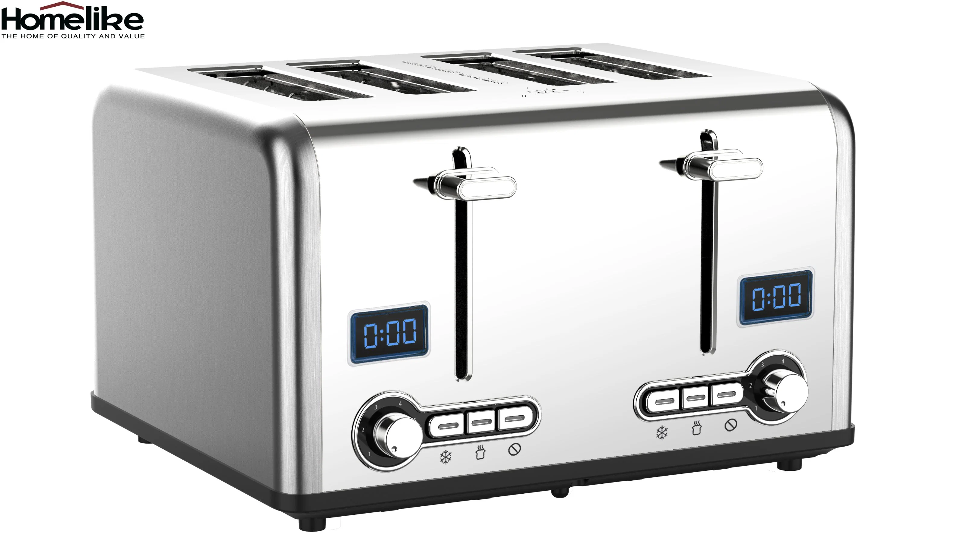 Sandwich Bread Toaster Set with LED Display Electric 4-Slice Stainless Steel Toaster Oven