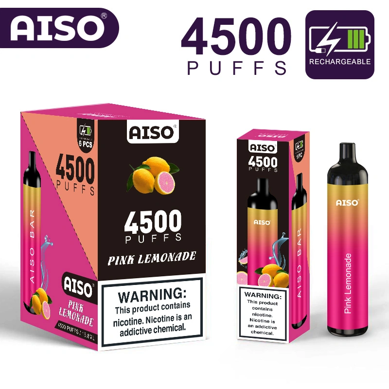 Precio competitivo Aisobar 4500bocanadas desechable cigarrillo vaporizador recargable E