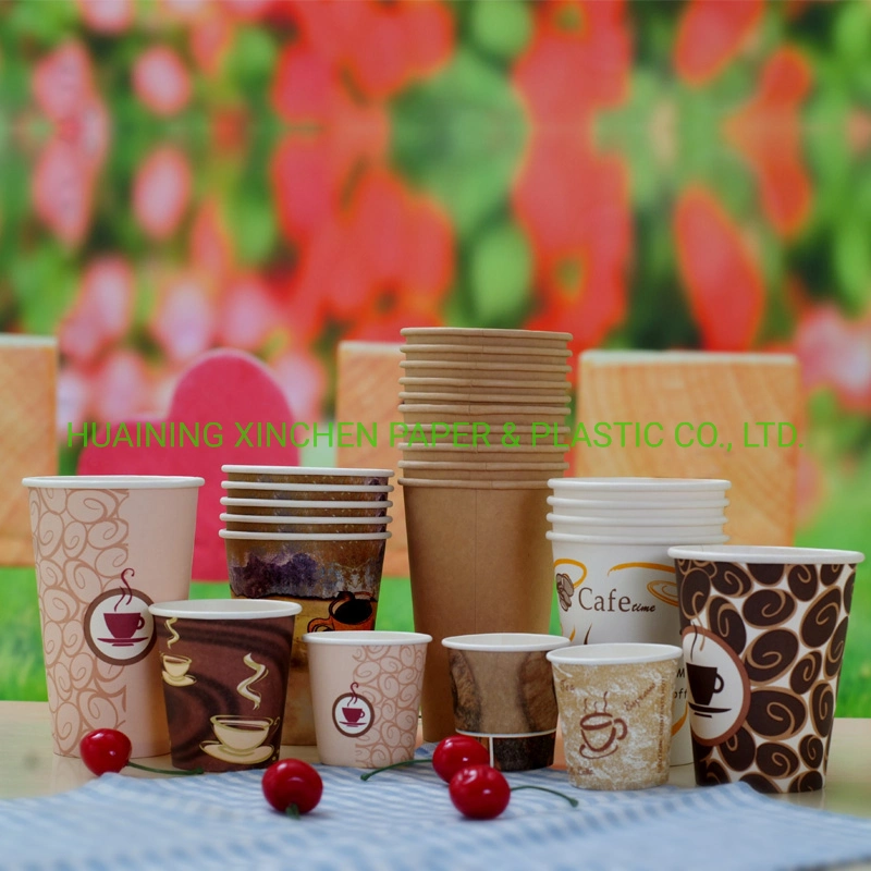 Original Factory Custom Company Logo Printed Disposable Single Wall Paper Cups for Hot Coffee