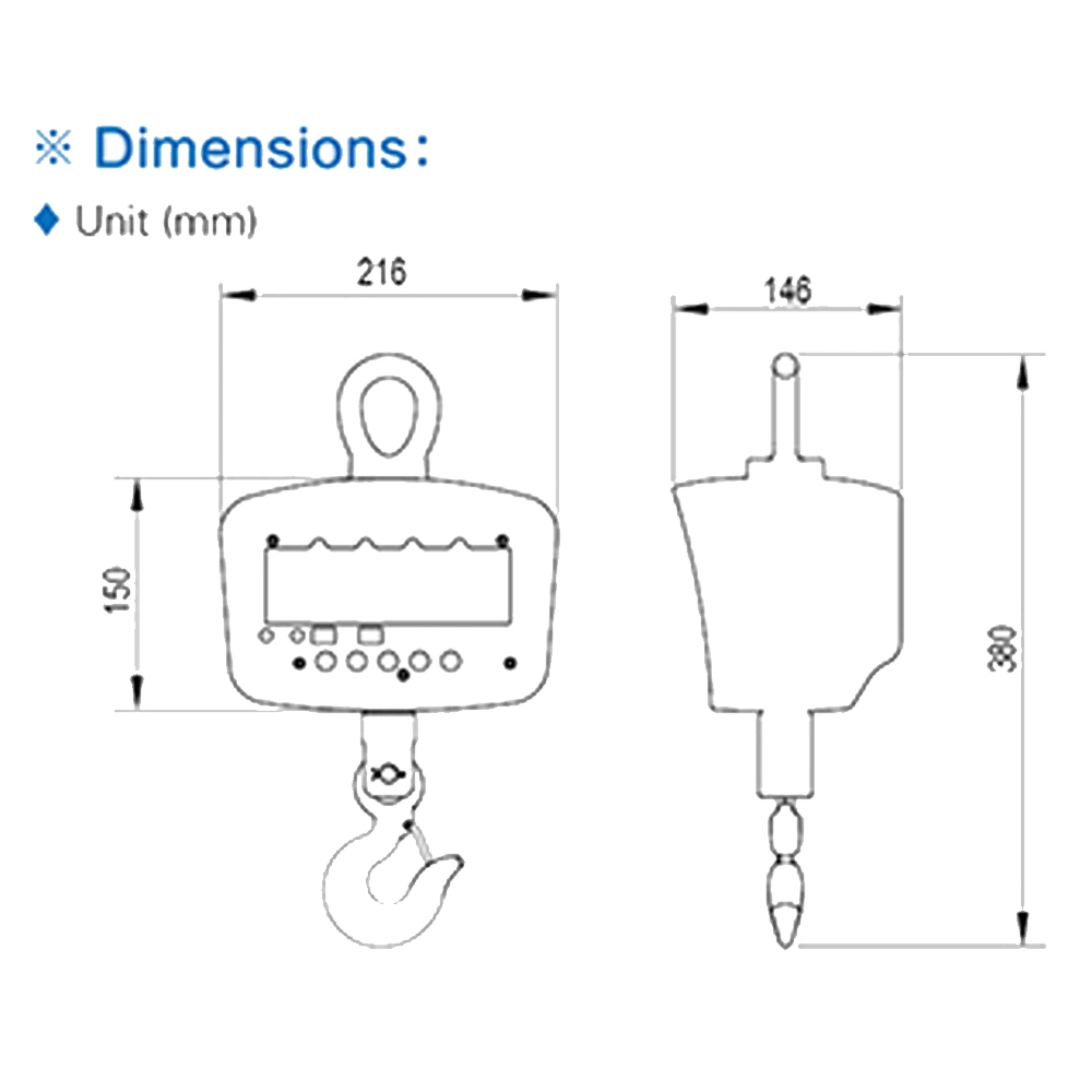 Diseño de la célula de carga integrada de la caja de aleación de aluminio de pesaje de gancho Balanzas Digitales