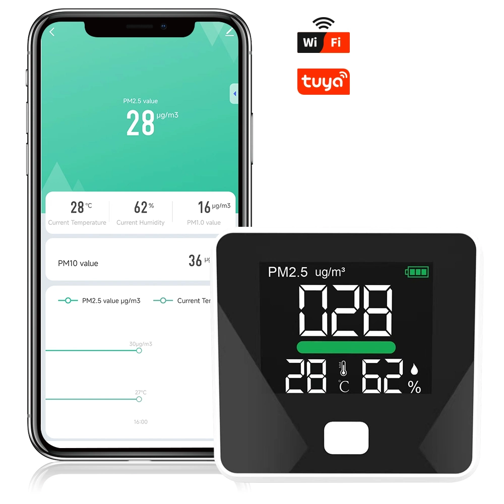 Detector de polvo de aire Wholesale Smart Wireless Air Quality Monitor PM2,5 Coche de casa