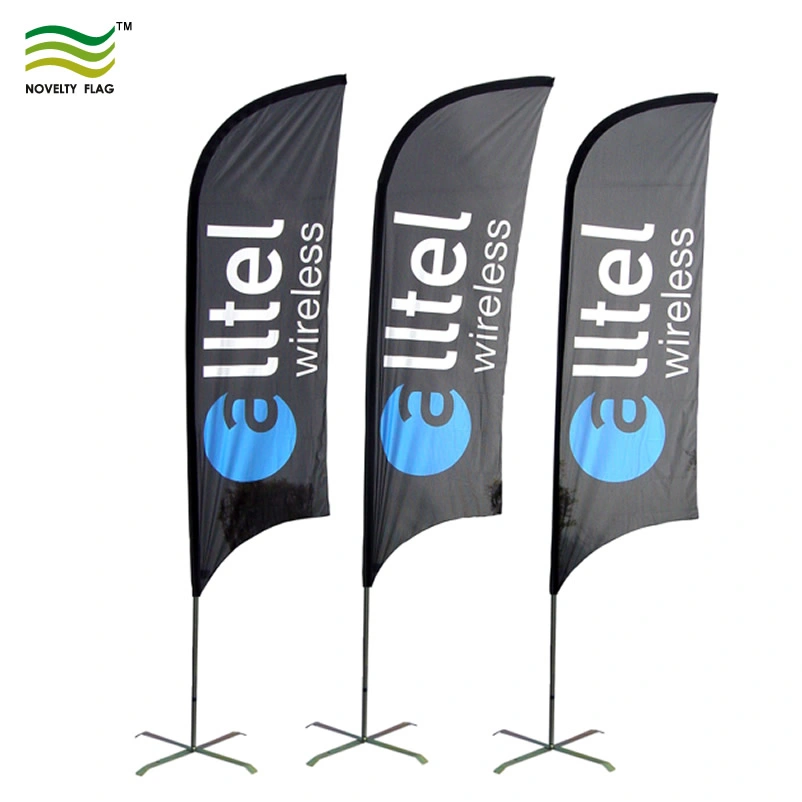 Ground Spike Beach Swooper Feather Teardrop Flying Flag Banner with Custom Wholesale Printing Promotional Outdoor Advertising