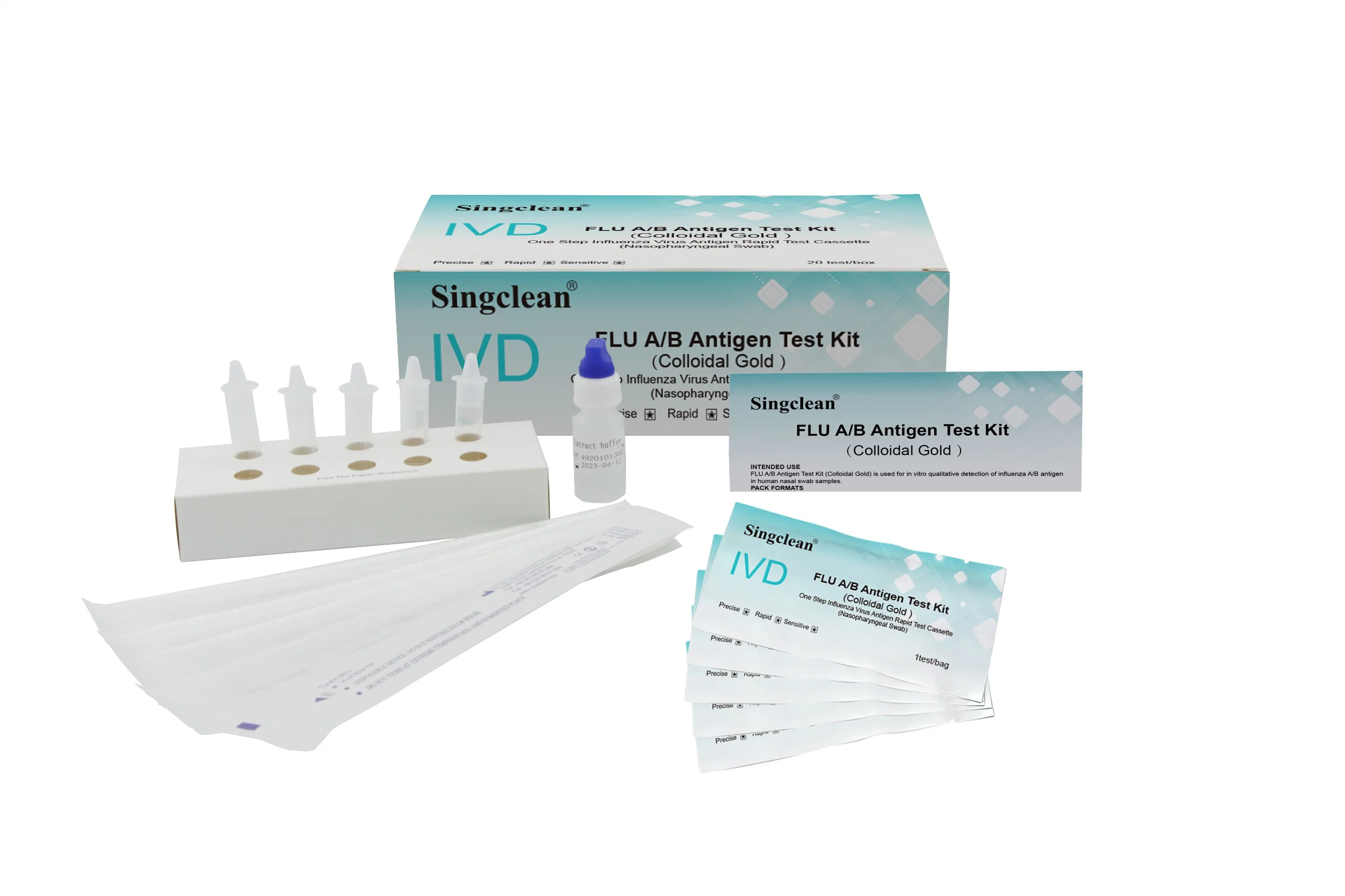 Singclean Virus Multi-Specification CE Marked Flu a/B Antigen Test Strip (Colloidal Gold Method)