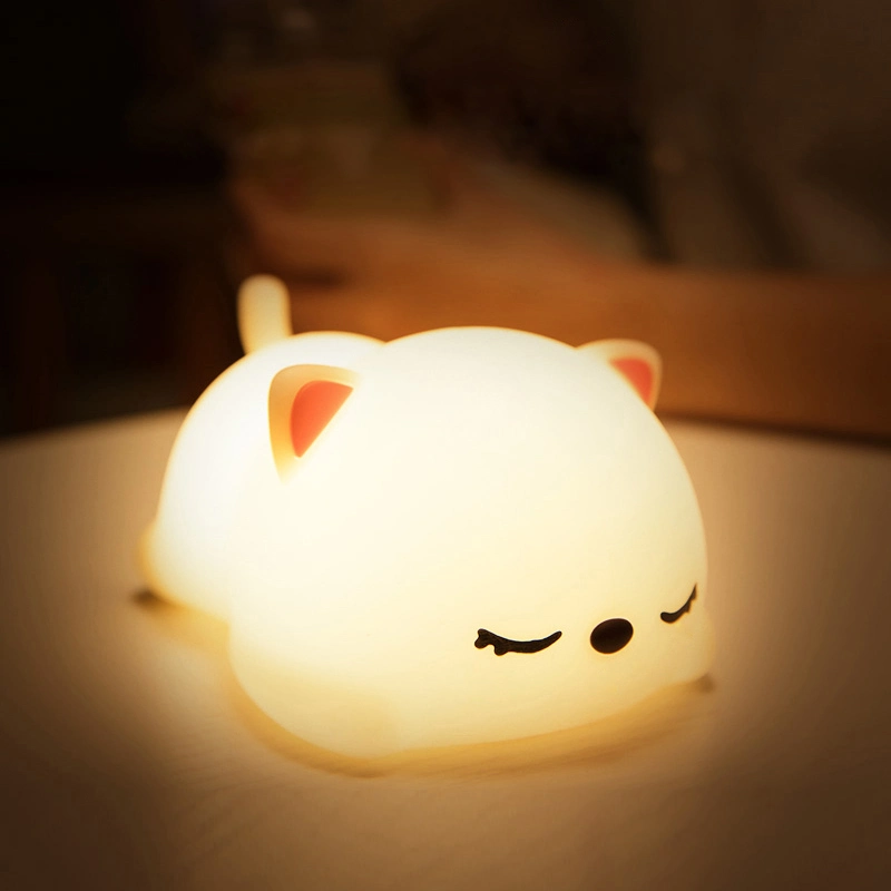 USB Rechargeable Night Light Cat Silicone Night Lights Touch Sensor