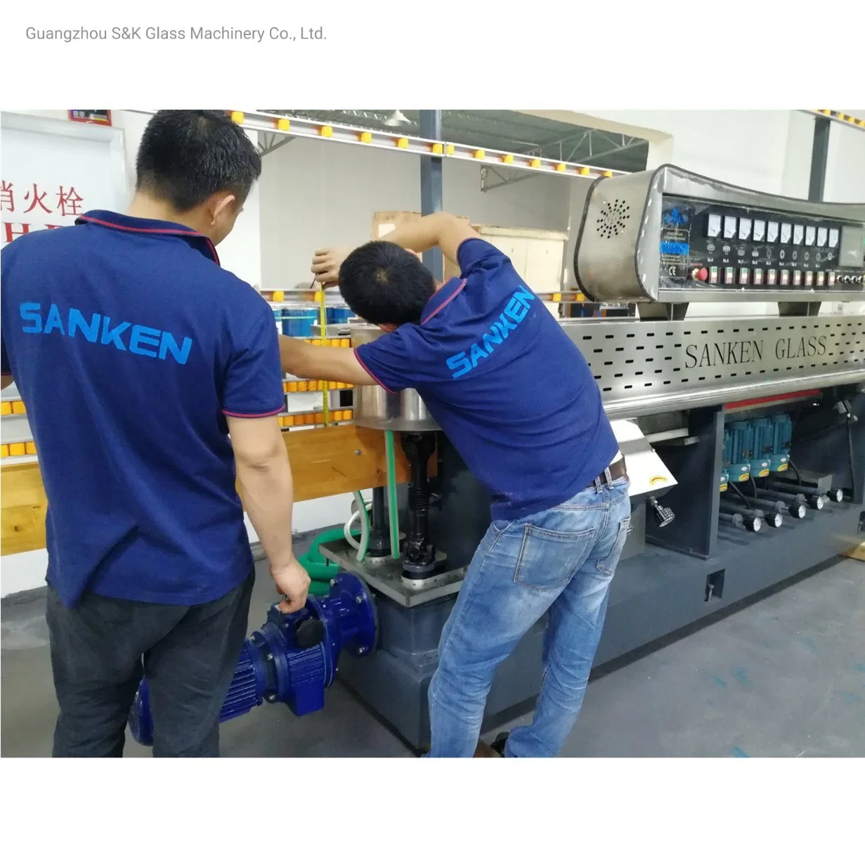 Sanken 9 Spindles Bathroom Glass Door Edging Machine Glass Multilevel Grinding Machine