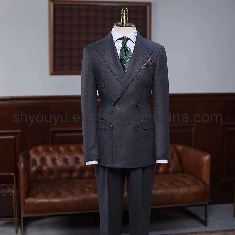 Quality Blue Plaid Portly Tuxedo Men Casamento Suit Ivory Business Fatos para homem