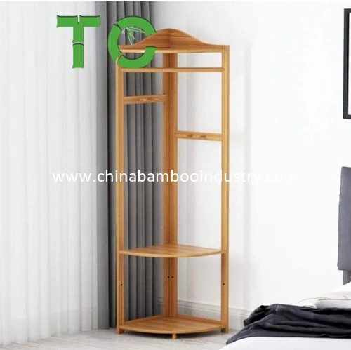 Wholesale/Supplier Multi-Functional Bamboo Corner Coat Stands, Coat Racks, Rack Hanger Corner Hall Tree Coat Rack with Shelf &amp; Storage