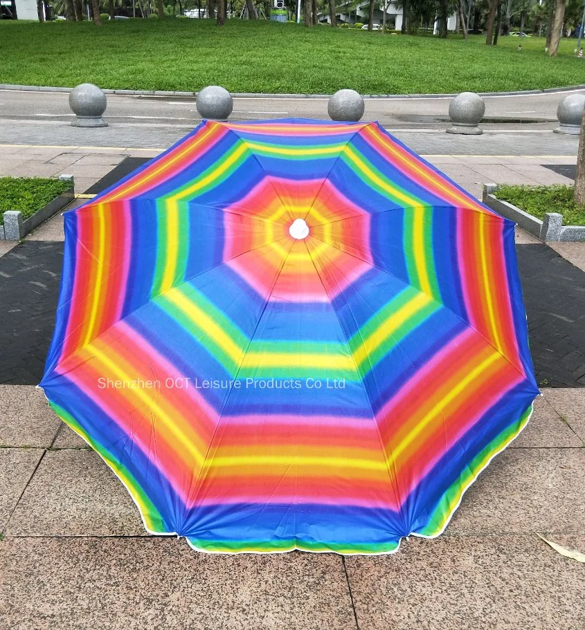 China Proveedor personalizado UV Rainbow Beach Parasol al aire libre con asequible Precio (OCT-BU19008)