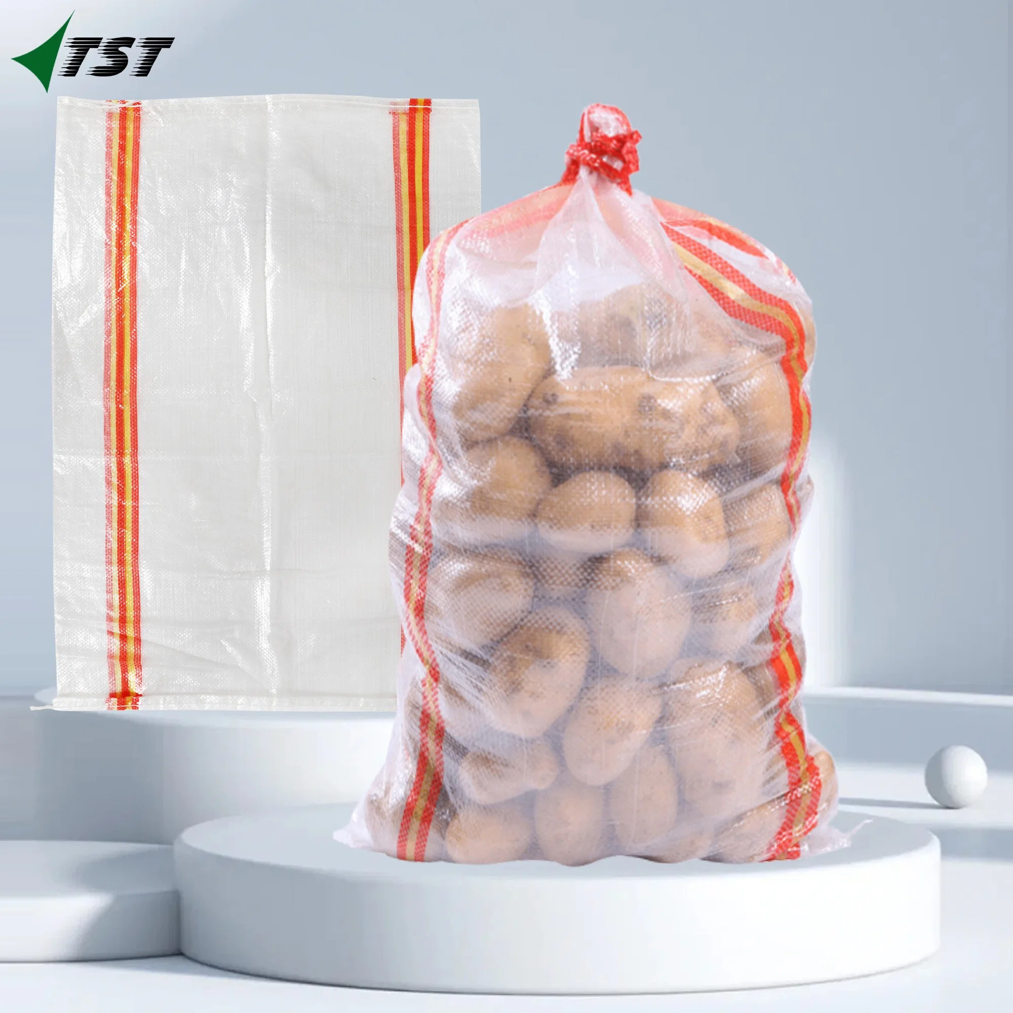 Large Capacity PP Transparent Woven Mesh Bags for Packaging Agriculture