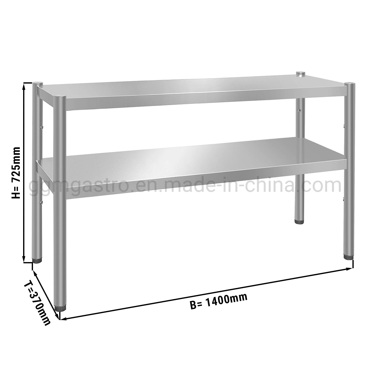 OEM Commercial Kitchen Furniture Stainless Steel Kitchen Top Shelf with 2 Floors