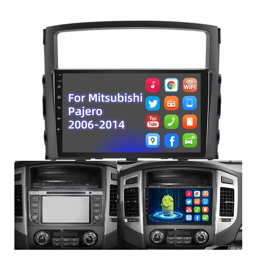 9 Zoll GPS Navigation Autoradio 2DIN Auto Audio Video Player HD Android Head Unit für Mitsubishi Pajero 2006-2014