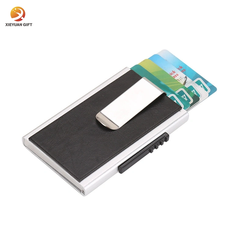 Venda por grosso de ligas de alumínio de fábrica Envio Anti-Theft Metais magnéticos Anti RFID Wallet Cartão de visitas de Pop-up automático caso o titular do cartão de crédito