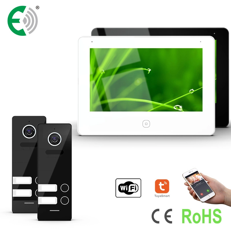 4-Wire HD WiFi Video Door Phone Intercom with 7" Touch Screen for 2 Family