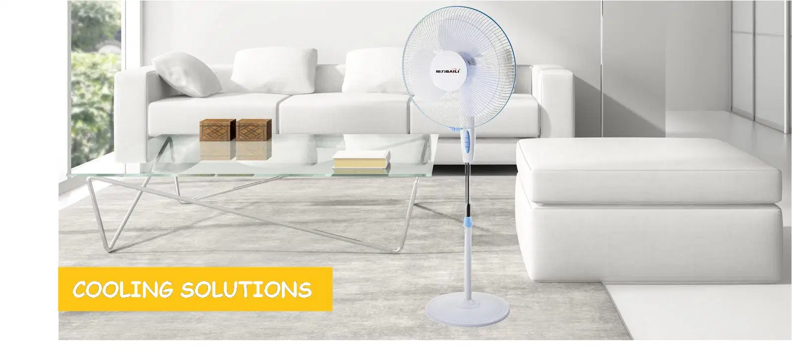 Baili 16" Oscillating Stand Fan with Round Base