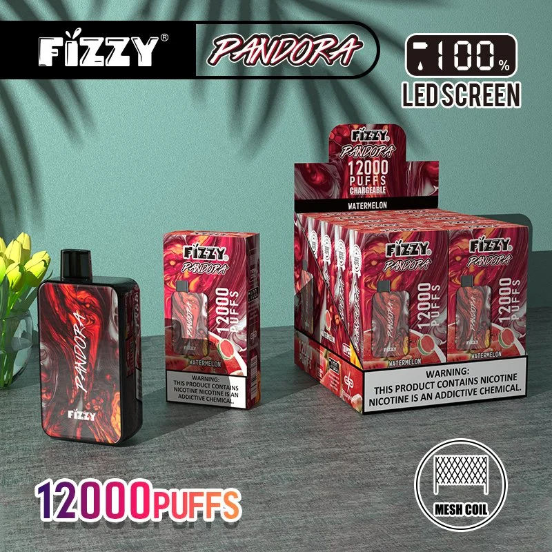 أحدث شاشة رقمية أشرطة تبخير شاشة عرض قابلة للاستخدام من قبل Vape Fizzy Pandora 12000puff E-Cigarette