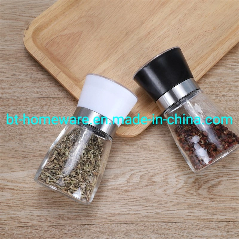 Wholesale/Supplier 180ml Glass Pepper Mill Suitable for Professional Chefs Salt and Pepper Mill with Plastic Lid