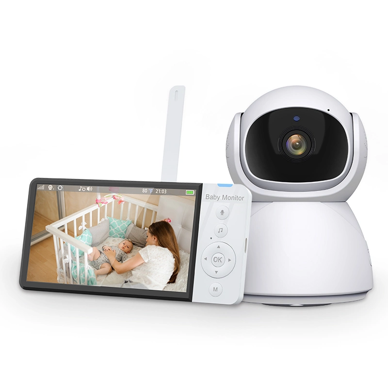 جهاز مراقبة الطفل بقياس 5 بوصات مزود بنظام IPS مع نظام مراقبة الكاميرا الذكية ثنائي الاتجاه شاشة عرض Vison LCD الليلية كاميرا مراقبة الطفل