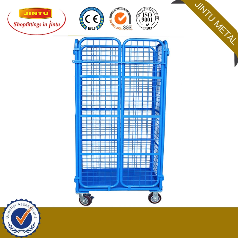 Supermarket Galvanized Foldable Collapsible Security Nesting Metal Steel Wire Mesh Cargo Storage Roll Container