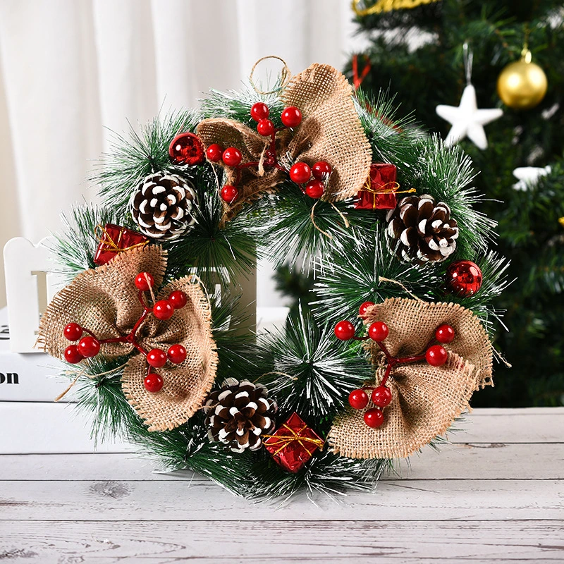 Christmas Decorative Flower Ring Handmade Christmas Wreath Door Hanging Window Props Decoration Wreath