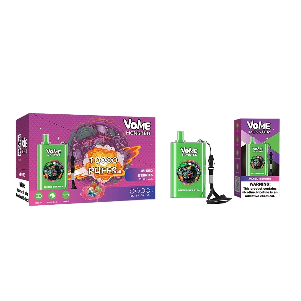 Nouveau produit Randm VOME Monster 10000 Puffs 0% 2% 3% Sel de nicotine 5% 20 ml de E-Liquid 850 mAh rechargeable 12 arômes Bande de la bobine de maillage