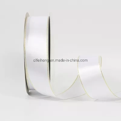 Satin Edge Organza Band mit Gold/Silber Linien für Hochzeit/Blumen/Weihnachten/Party Dekoration