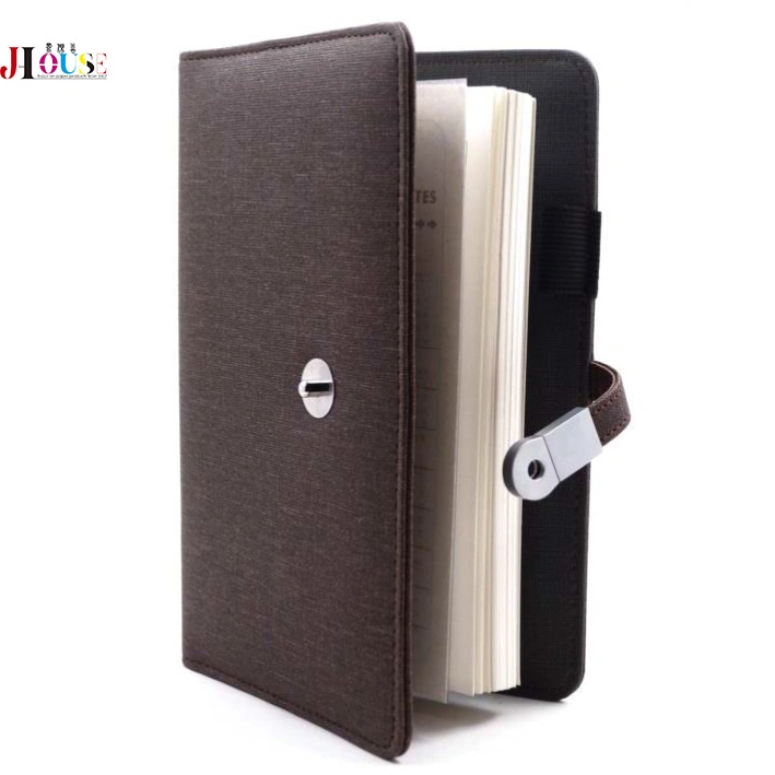 PU Chargeable A5 Inner Notebook with 16GB USB and 8000mAh Power Band for Promotion Gift