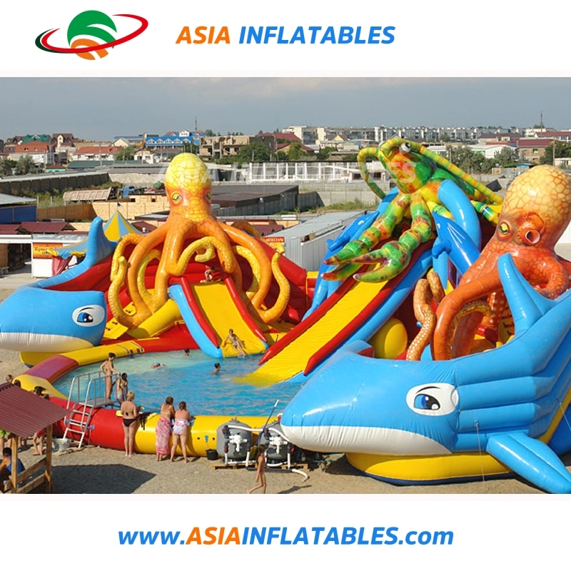 Pirate Ship Inflatable Pool Slide Amusement Water Park for Land