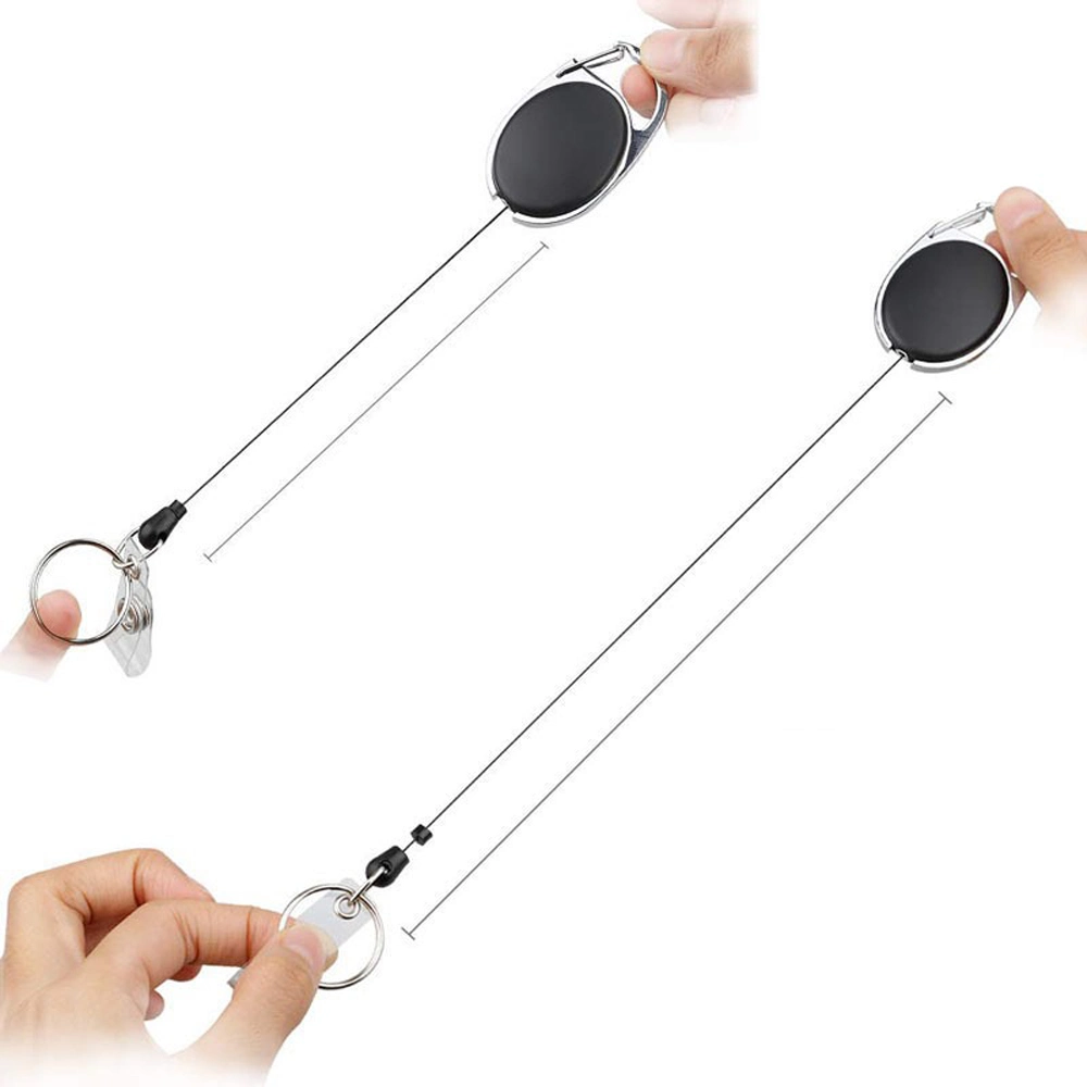 Retractable Keyring Extendable Metal Wire 60cm Keychain Clip Pull Key Ring Anti Lost ID Card Holder Key Chain