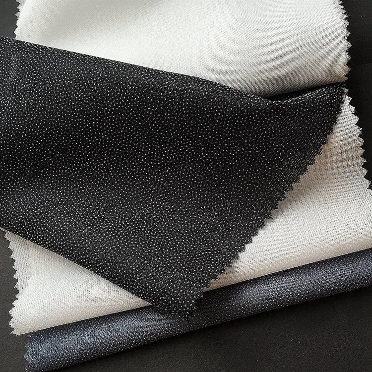 PA / PES Custom Color Plain Weave Polyester Klebstoff Interlining Für Bekleidung Fusible Interfacing Gewebte Interlining für Kleid Made in China