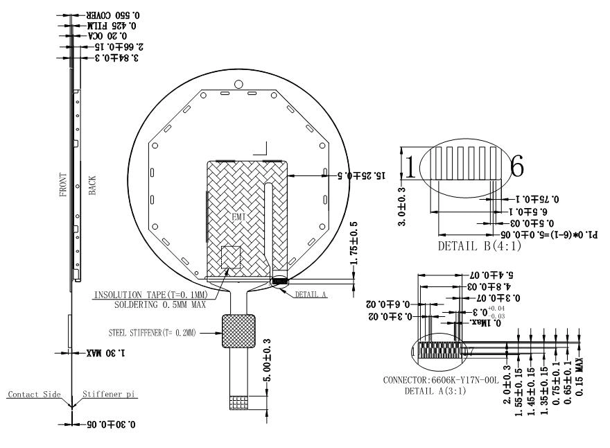 2.36 pulgadas LCD TFT ronda 600 Módulo con panel táctil de alta luminancia/Opción para reloj inteligente/HMI/Switch/Iot mostrar