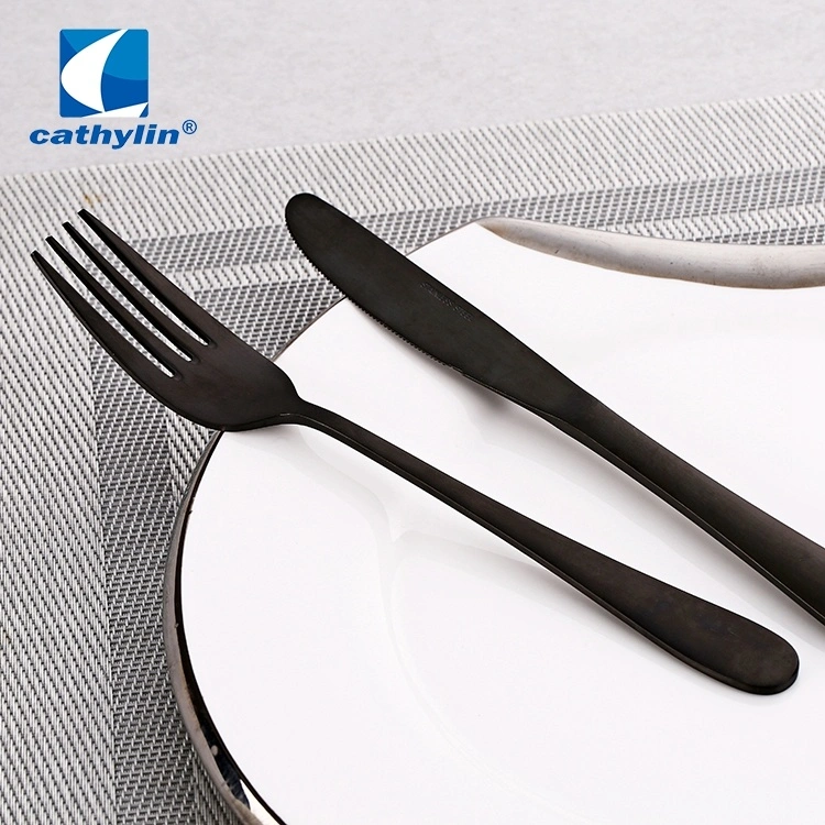 Food Grade Modern Black Metal 18/10 Ss Dinnerware for Travel