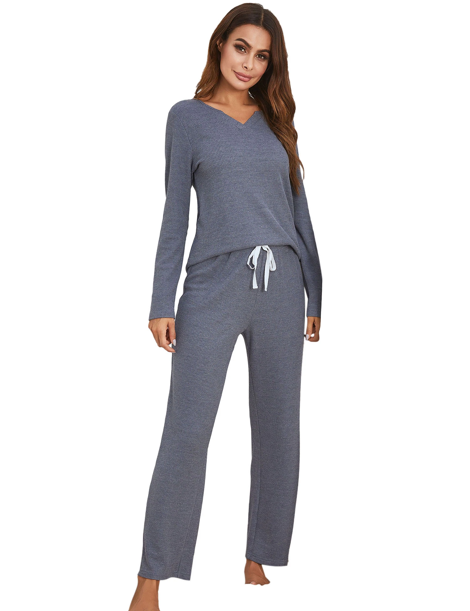 Women&prime; S Winter Knit Loungewear Long Sleeves 2 Piece Pj Sets Sleepwear Pajamas Women