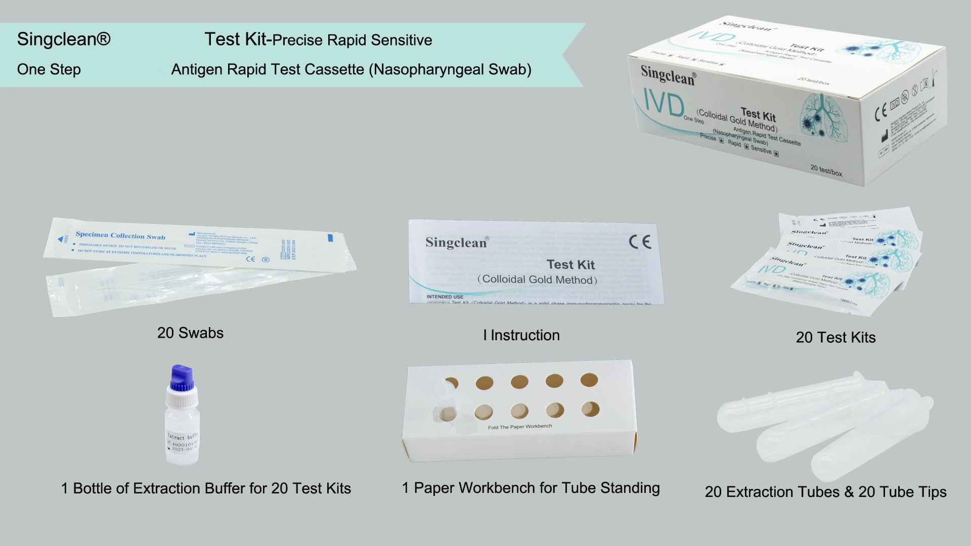 Singclean Quick Profile Nasal Multi-Specification Antigen Nasopharyngeal Swab Test Strip for Infectious Disease