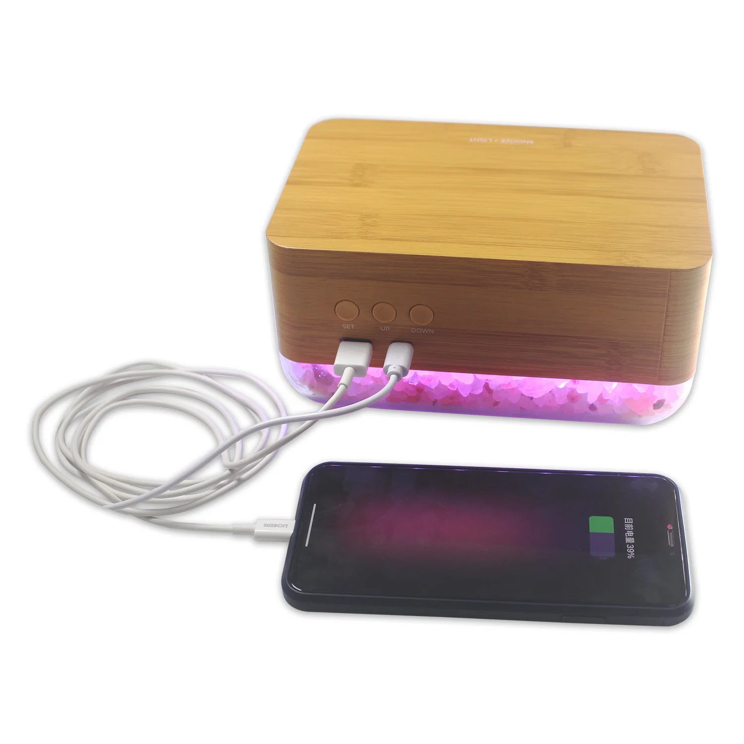 USB Output Wireless Charger Wood Clock