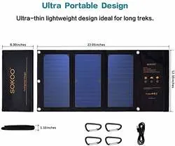 Monocrystalline 6V/21W Foldable Solar Panel Battery with USB Cable