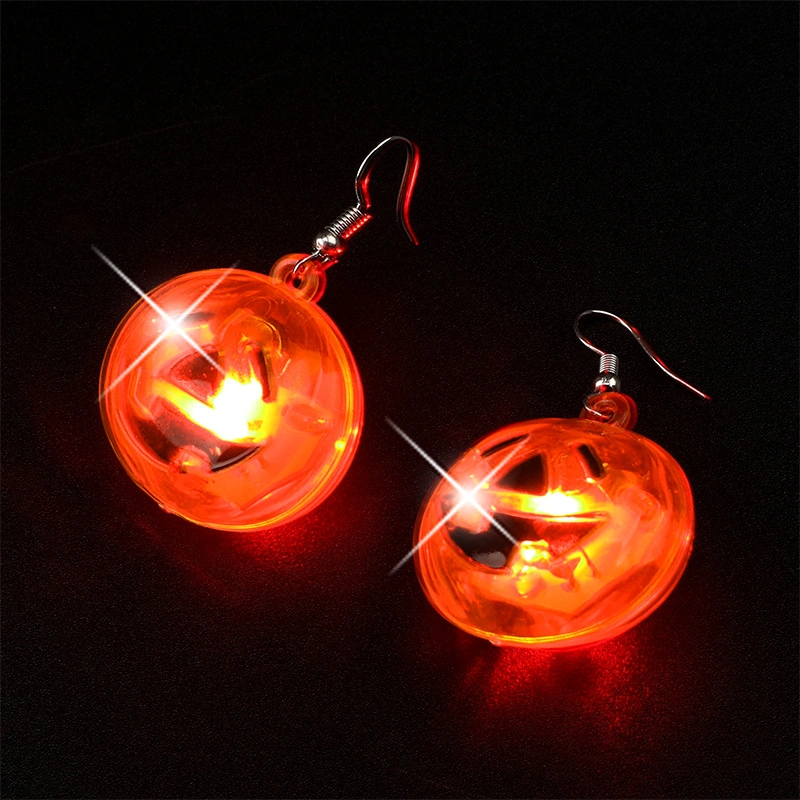 Pendientes de gota de calabaza Skull Ear de Halloween LED Pendientes