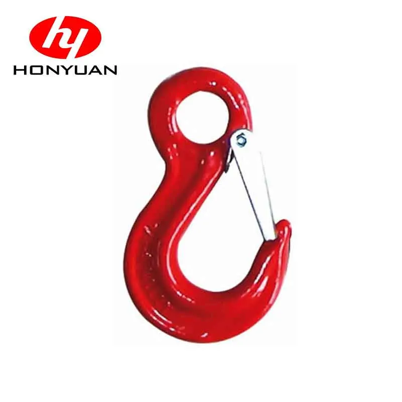 Alloy Steel G80 A327 with Safety Latch Eye Sling Hook, Surface: Self Colored, Painted, or Zinc Plated.