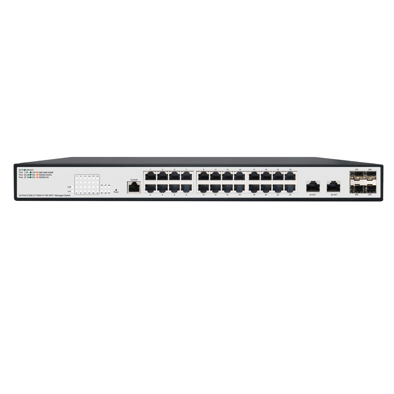 24-Port*2.5G (PoE) +2*10GE+4*10g de alta gestión SFP+ Poe 802.3bt 90W máx.