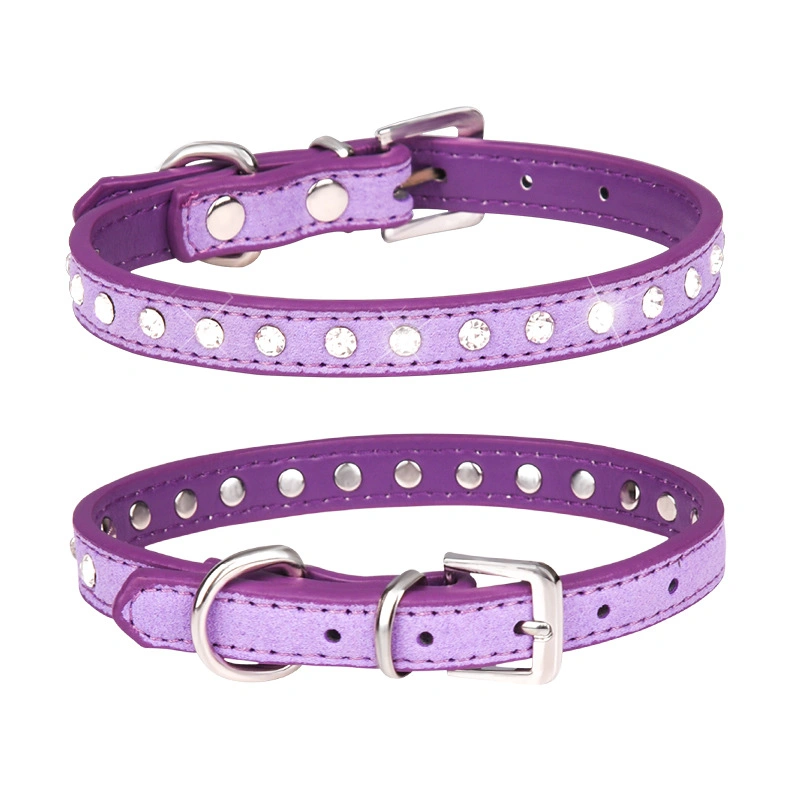 Diamond Studded Velvet Pet Collar Rhinestone Dog Collar Kitten Collar Leash Set Dog Supplies Pet Collar