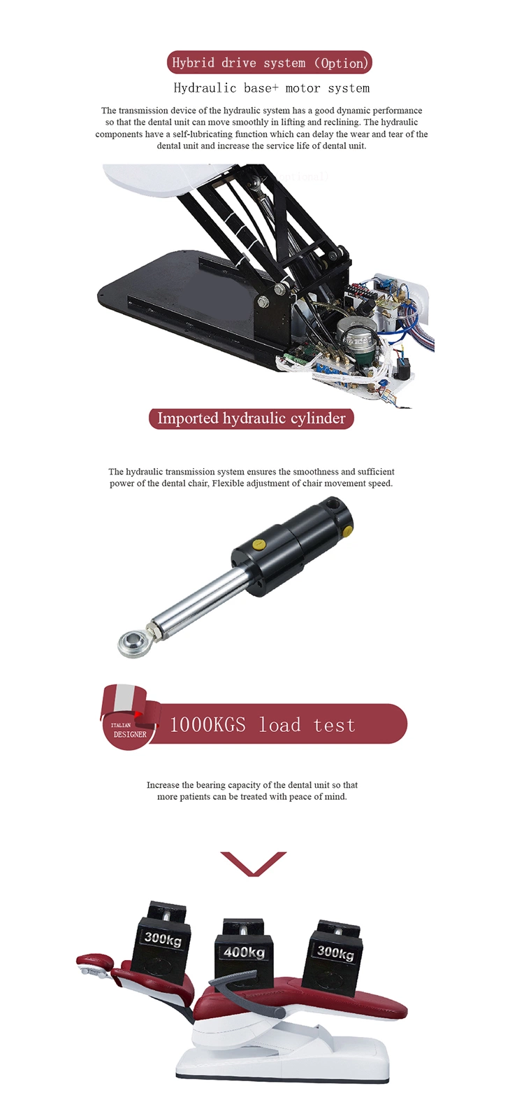 CE & FDA Approved Hydraulic Dental Chair with Imported Hydraulic Pump System