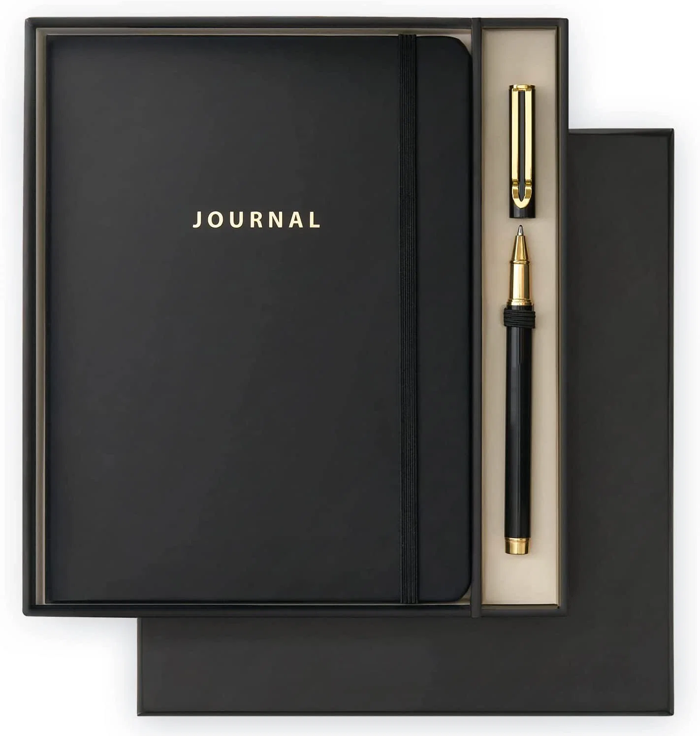 Black Design Journal Gift Set Notebook with Double-Sided Lined Paper and Pen, Office Supplies for Graduates, Students