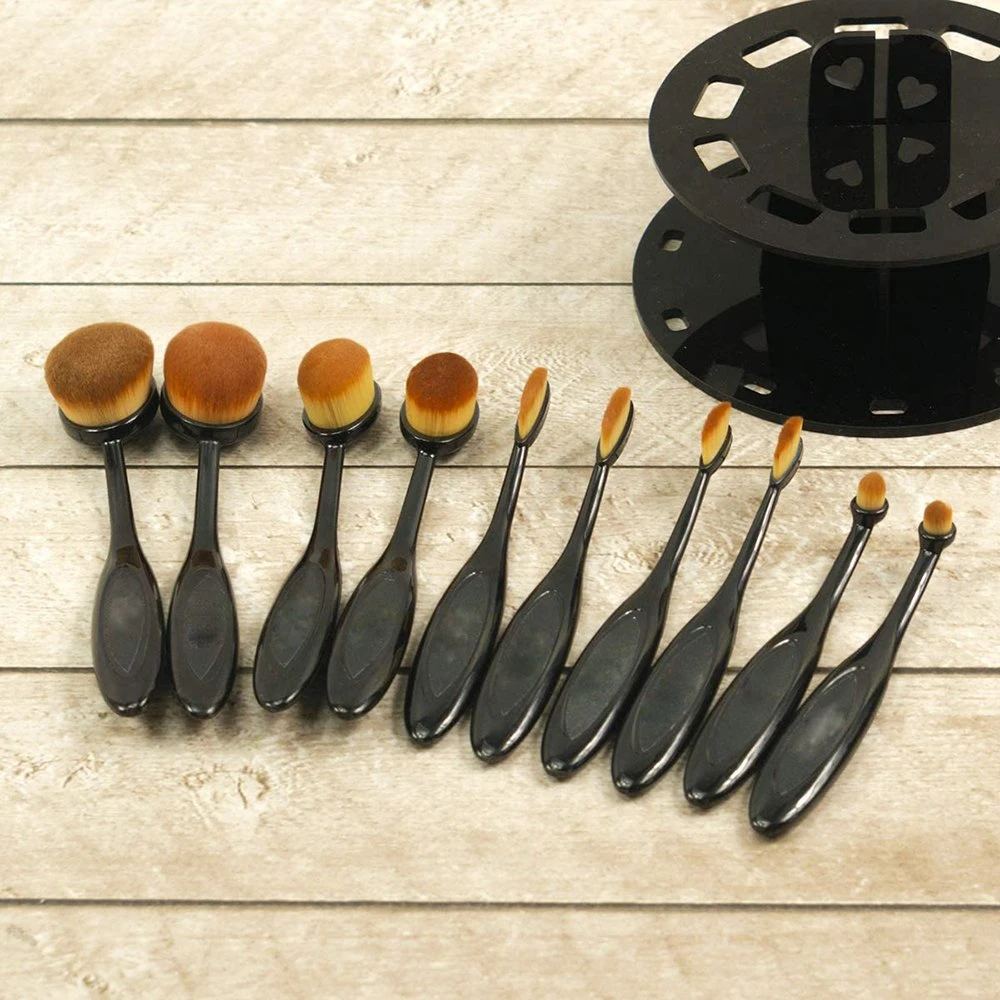 23837 Set von 10 Belsion Make-up Pinsel Professionelle Qualität weich Und dichten synthetischen Haar schwarzen Griff Blending Tool