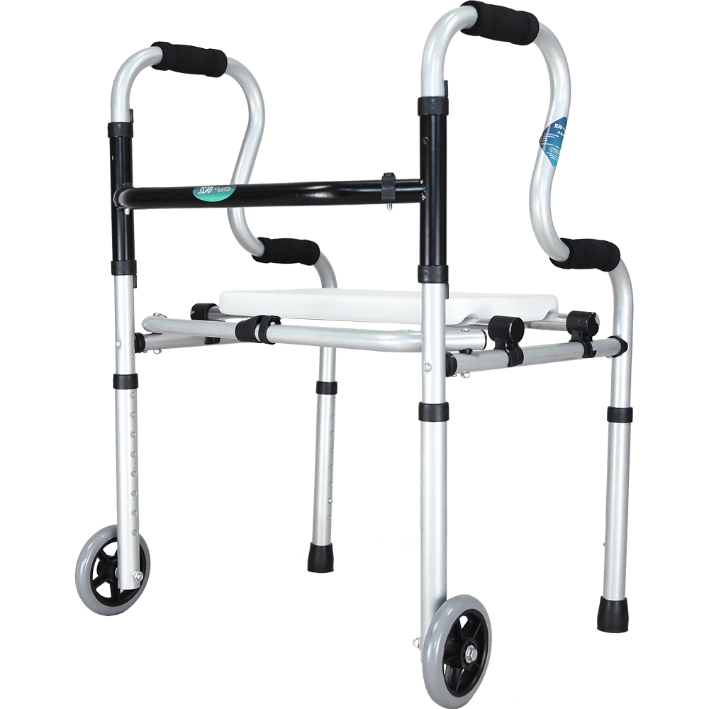 Aluminum Medical Walker for Disabled Patient Rollator Folding Adjustable