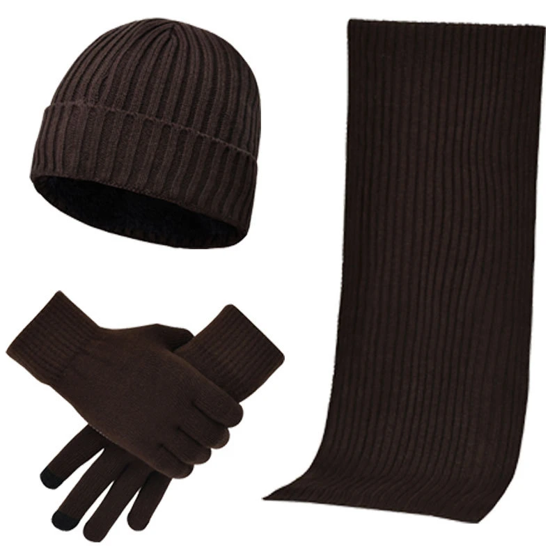 Luvas de gorro tricotadas para chapéu de POM para inverno para crianças e cachecol Definir