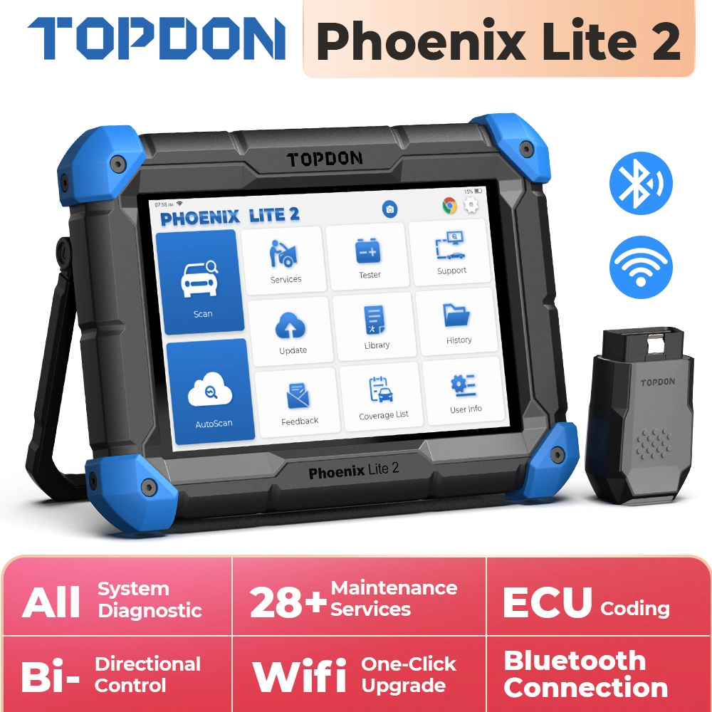 Topdon Phoenix Lite2 OBD2 Blue Tooth Professional для японского языка Benz Автонома Автономометр Полный диагностический тестер сканер машина сканер инструмент Инструменты сканера