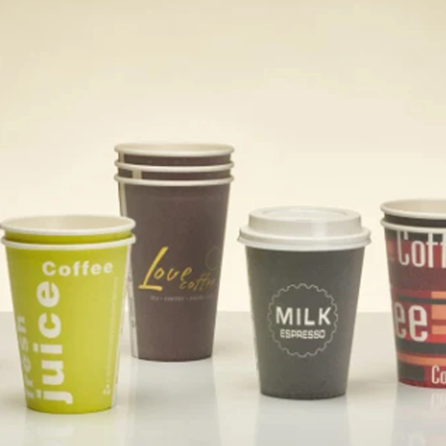 Eco Friendly Disposable Full Printing Color 4 Oz 8oz 12oz 16oz Ripple Double Wall Customized Coffee Paper Cups for Hot Water Drinking