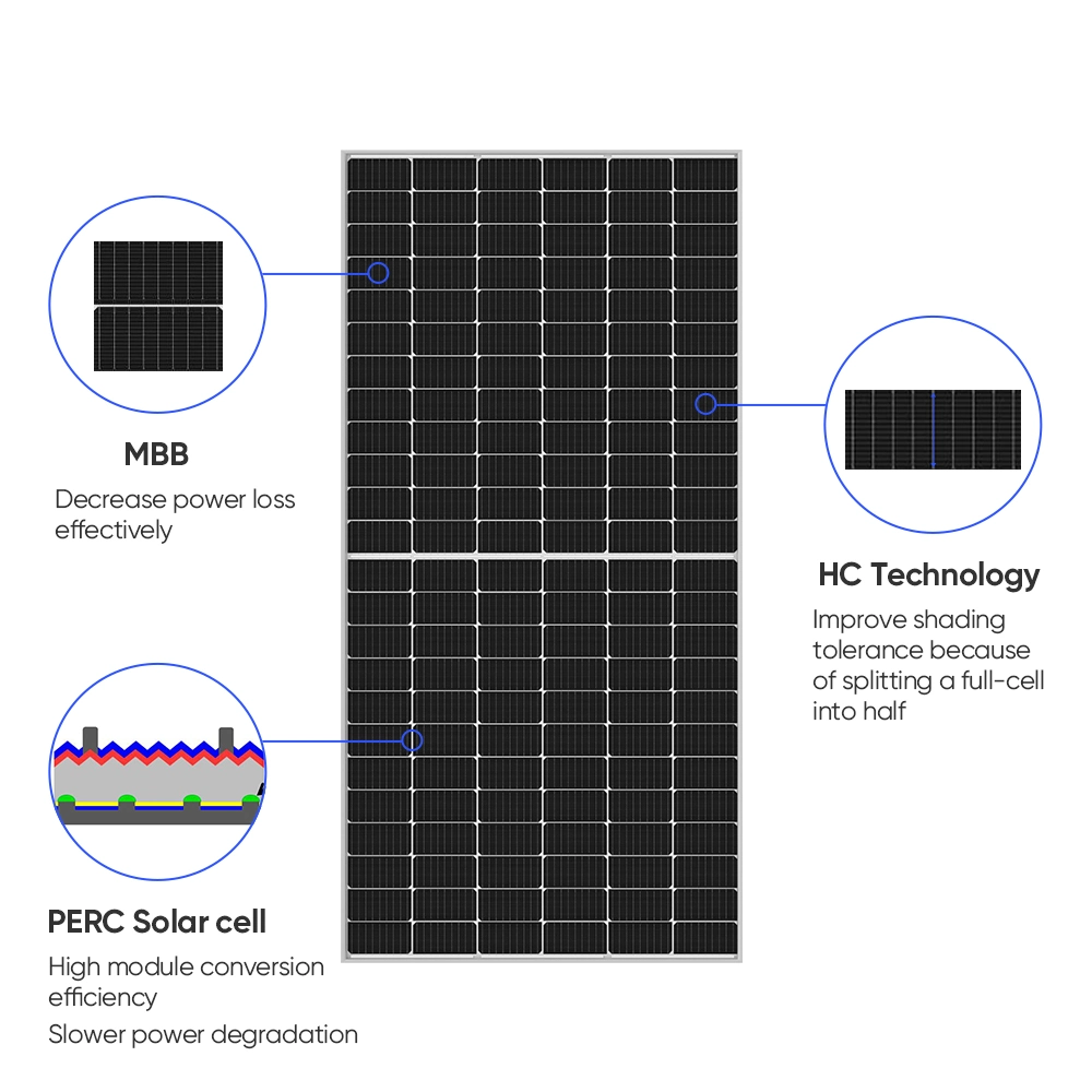 Sunpal Monocrystalline paneles Solares de 540W 550W 560W Half Cut Paneles solares