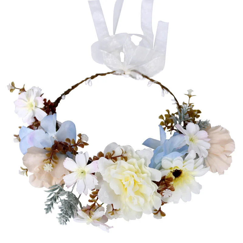 Gorgeous Flower Headbands Braided Hair Vine Hair Ornament for Women Girl New Fashion Flower Crown Bride Wedding Hair Accessories