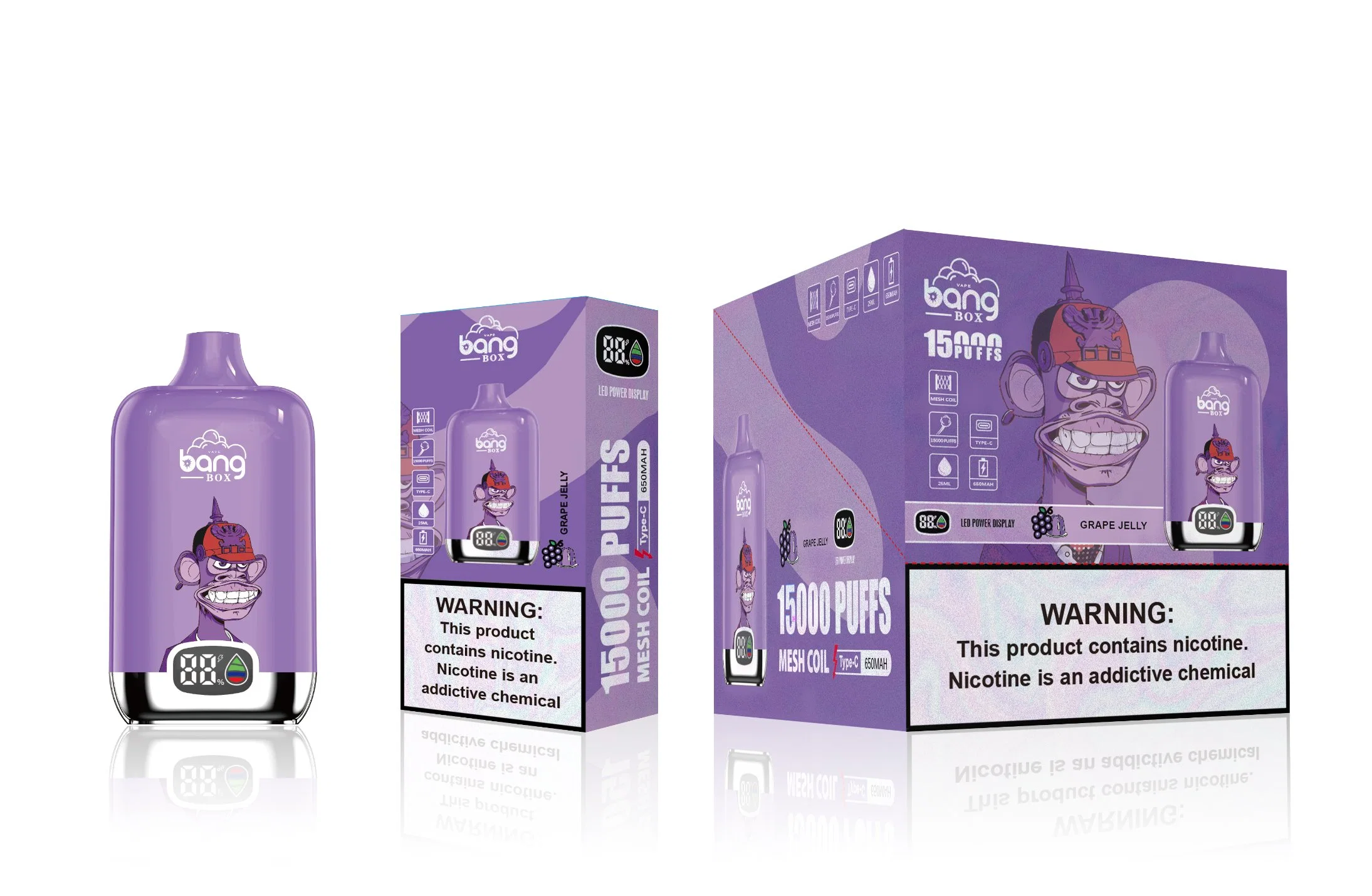 Bang Box 15000 Puffs 18000 Disposable Pape e cigarro com Caneta de papel de ponta LED 15K 13K 12K 26ml 5% NIC