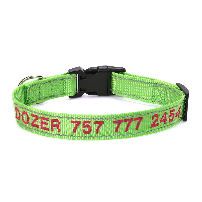 Big Dog Accesories Wholesale/Supplier Reflective Dog Collar Custom Luxury Nylon Glowing Puppy Collars for Small Midium Big Dogs